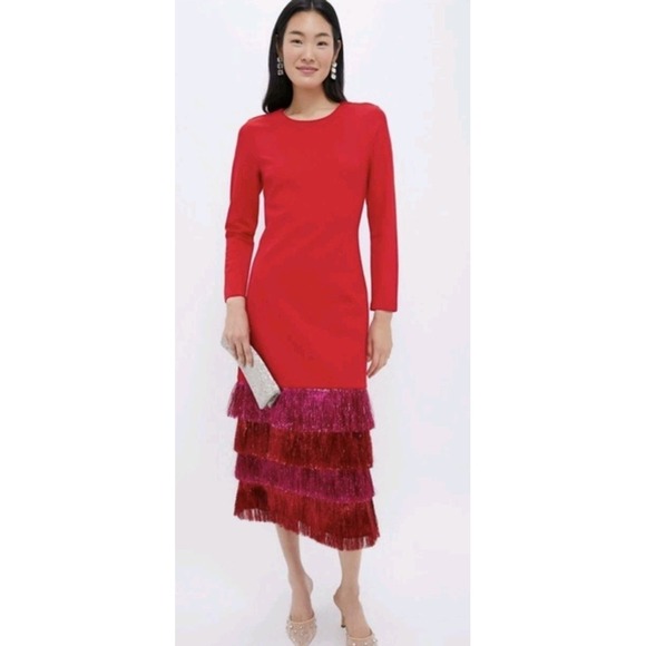 Hyacinth House Dresses & Skirts - Tuckernuck Hyacinth House Francie Metallic Fringe Tinsel Dress Red Party XXS